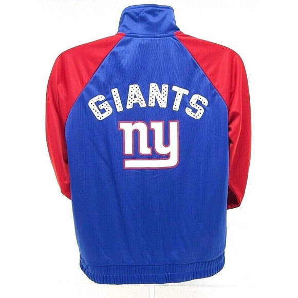 Women's NFL New York Giants Red Blue Jersey Knit Light Weight Jacket Size Medium - Picture 2 of 6